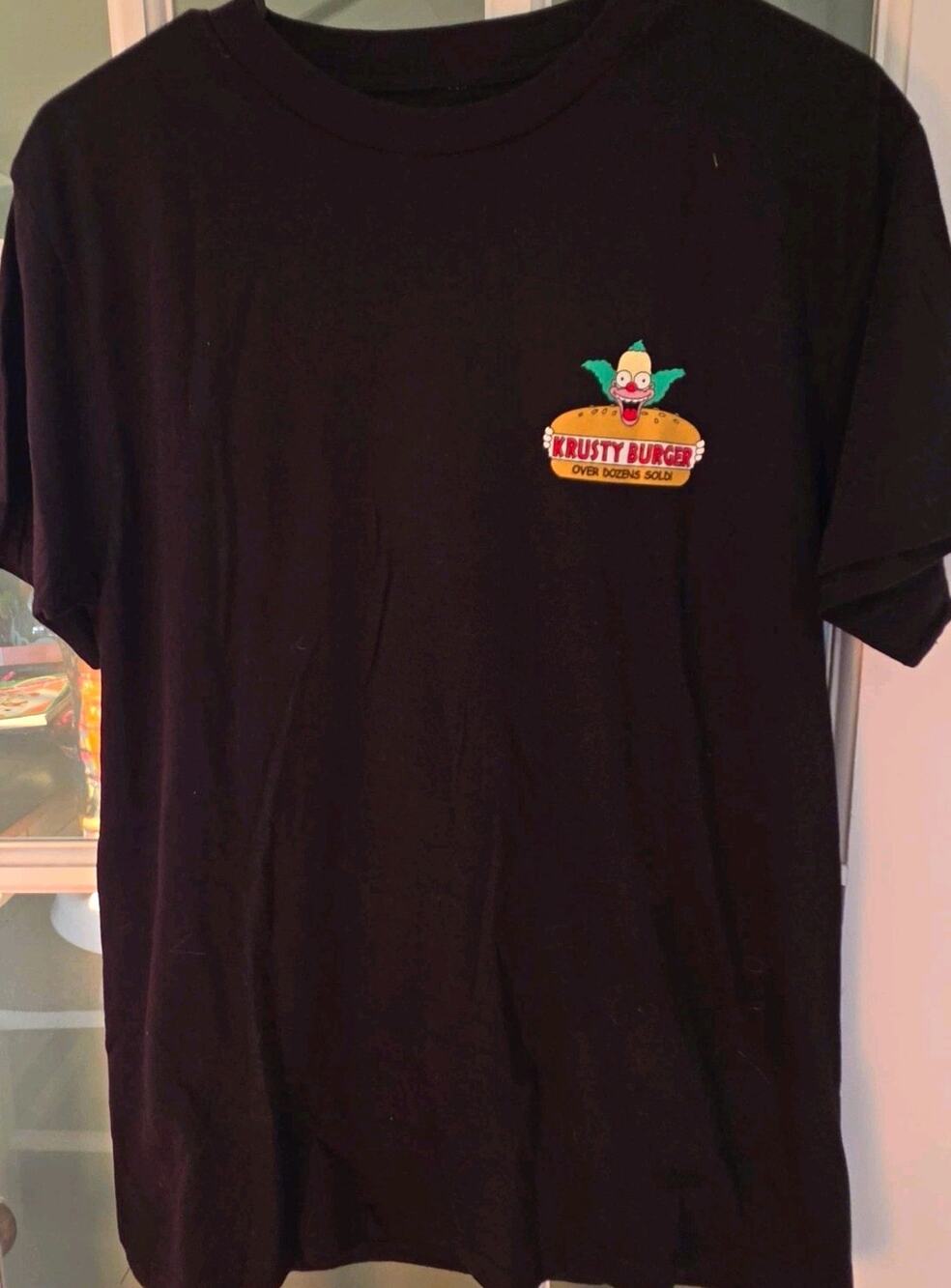 The Simpsons Men's M Black Double-Sided Krusty Burger Graphic Crew Neck Tee